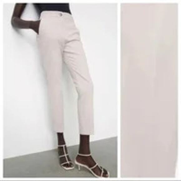 NWT. Zara Cream Jogger Waist Mid-rise Tapered Pants. Size S. - Picture 3 of 7